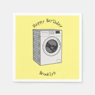 Washing machine cartoon illustration napkin
