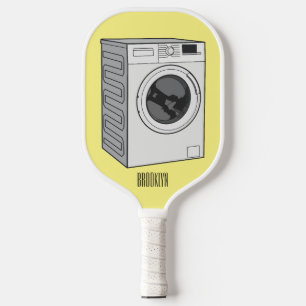 Washing machine cartoon illustration pickleball paddle