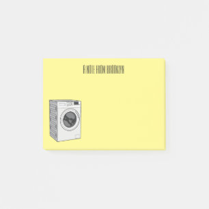 Washing machine cartoon illustration  post-it notes