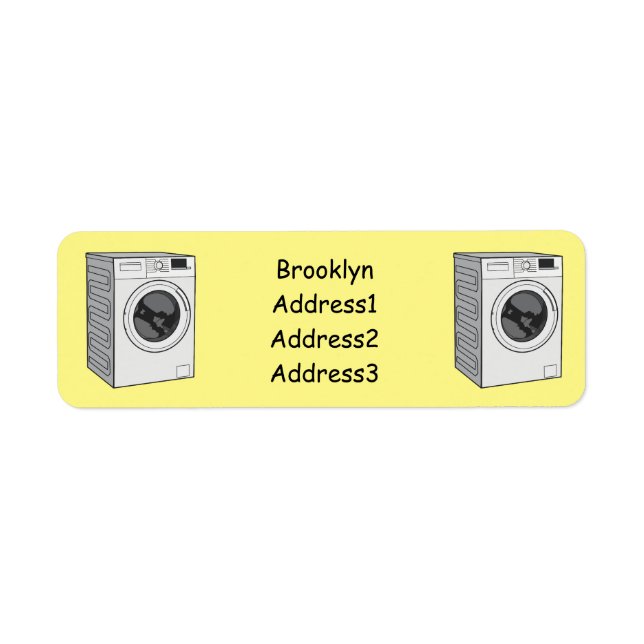 Washing machine cartoon illustration return address label (Front)