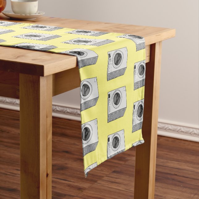 Washing machine cartoon illustration  short table runner (In Situ)