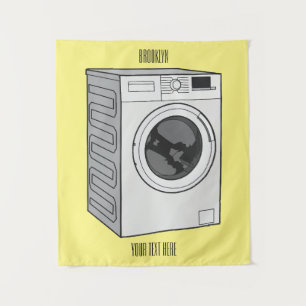 Washing machine cartoon illustration  tapestry