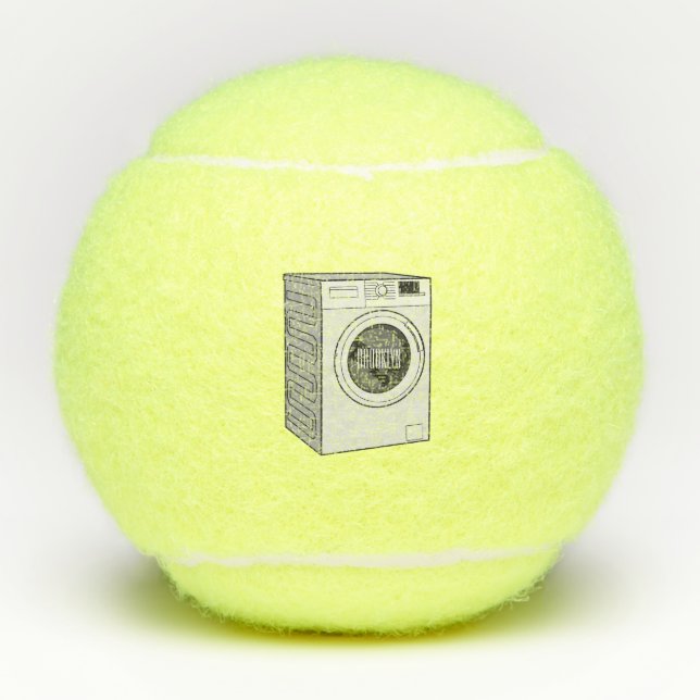 Washing machine cartoon illustration  tennis balls (Front)