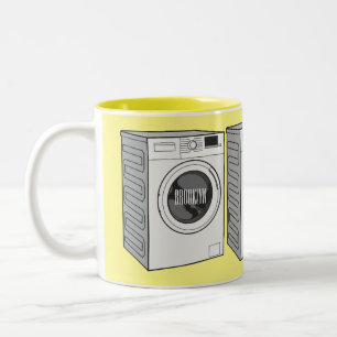 Washing machine cartoon illustration Two-Tone coffee mug