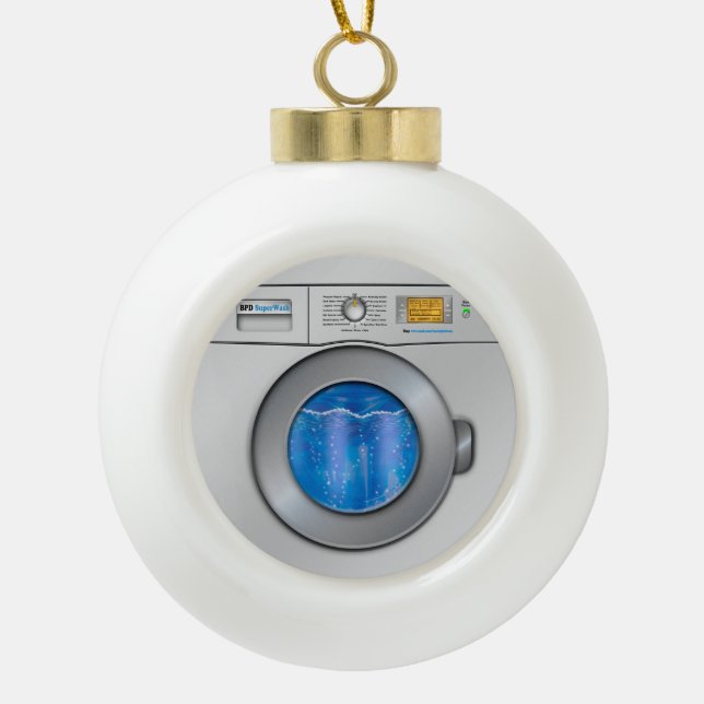 Washing Machine Ceramic Ball Christmas Ornament (Front)
