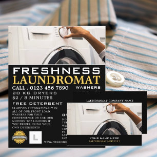 Washing Machine, Laundromat, Cleaning Advertising Flyer