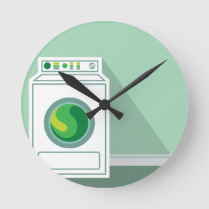 Washing Machine Laundry Room Round Clock