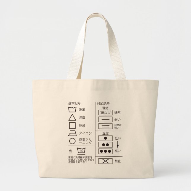 Washing Symbol Large Tote Bag (Front)