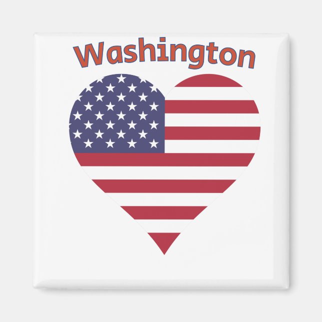 Washington American Flag Heart Magnet (Front)