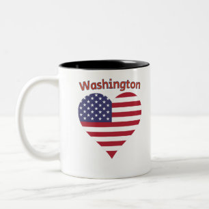 Washington American Flag Heart Two-Tone Coffee Mug