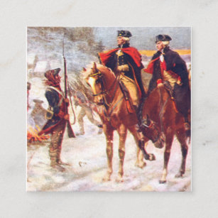 Washington And Lafayette At Valley Forge Square Business Card