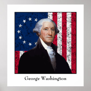 Washington and The U.S. Flag Poster