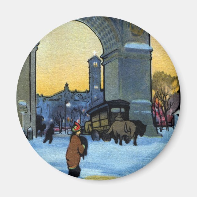 Washington Arch at Winter Twilight Magnet (Front)