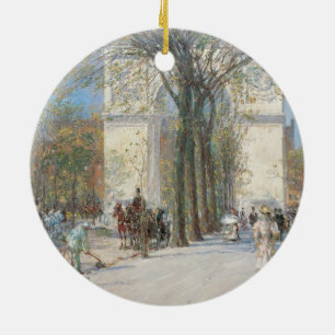 Washington Arch, Spring by Frederick Childe Hassam Ceramic Ornament