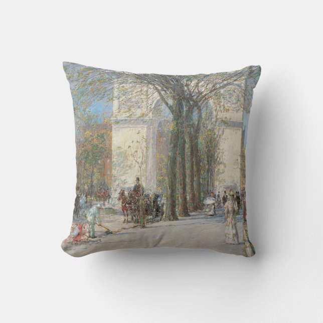 Washington Arch, Spring by Frederick Childe Hassam Cushion (Front)