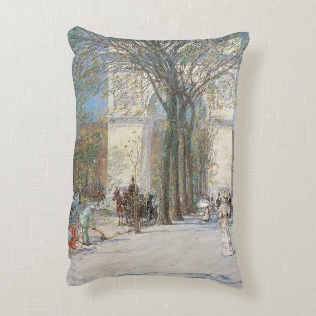 Washington Arch, Spring by Frederick Childe Hassam Decorative Cushion (Back(Vertical))