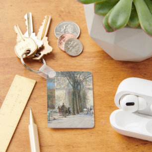 Washington Arch, Spring by Frederick Childe Hassam Key Ring