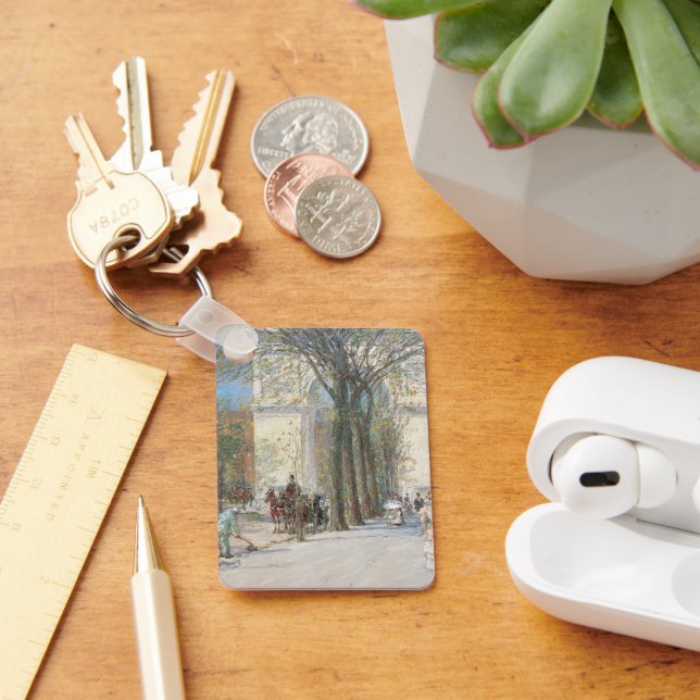 Washington Arch, Spring by Frederick Childe Hassam Key Ring (Desk)