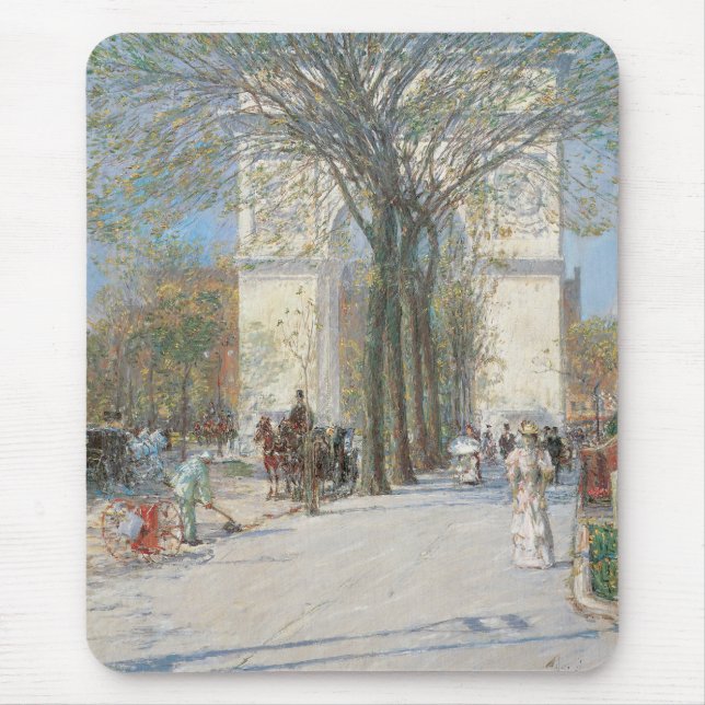 Washington Arch, Spring by Frederick Childe Hassam Mouse Pad (Front)