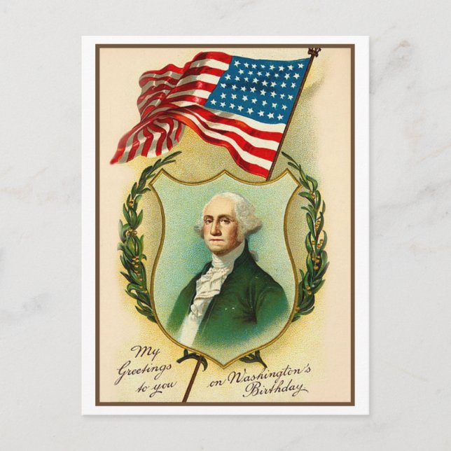 Washington Birthday Greeting Postcard (Front)