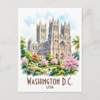 Washington Cathedral Religious Watercolor Custom Postcard