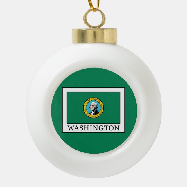 Washington Ceramic Ball Christmas Ornament (Front)