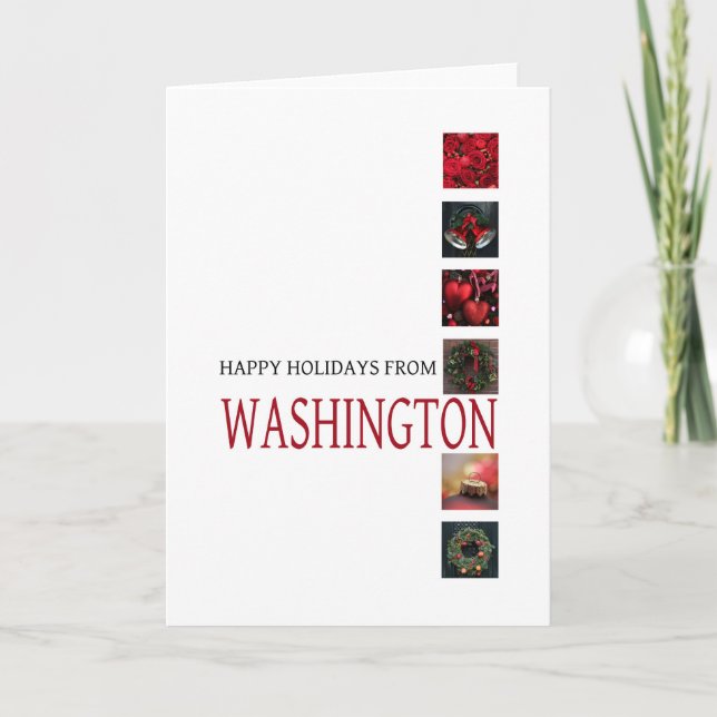 Washington  Christmas Card, state specific Holiday Card (Front)