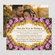 Washington Coast Rhododendron Photo Wedding Invita