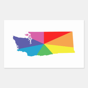 washington colour burst rectangular sticker