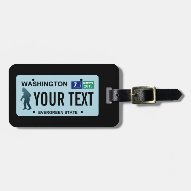 Washington Columbia Sasquatch License Plate Luggage Tag (Front Horizontal)