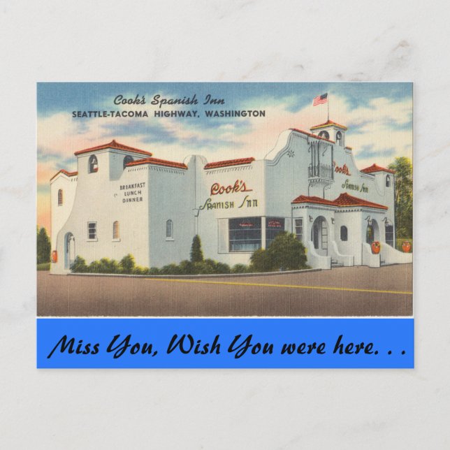 Washington, Cook's Spanish Inn, Seattle-Tacoma Postcard (Front)