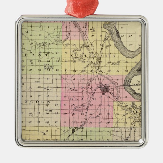 Washington County, Nebraska Metal Tree Decoration (Front)