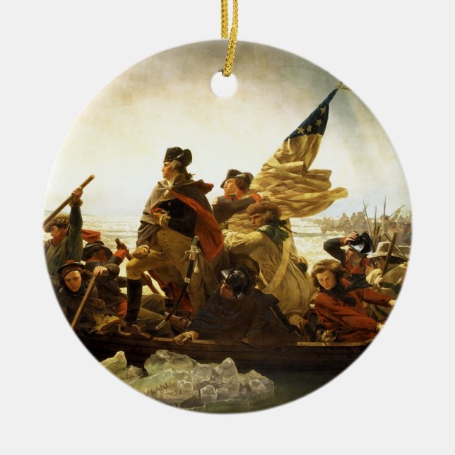 Washington Crossing the Delaware by Emanuel Leutze Ceramic Ornament (Front)