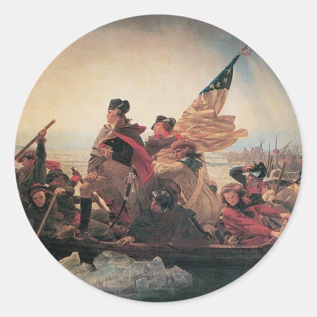 Washington Crossing the Delaware by Emanuel Leutze Classic Round Sticker (Front)