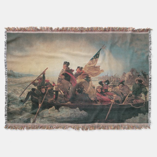 Washington Crossing the Delaware by Emanuel Leutze Throw Blanket (Front)