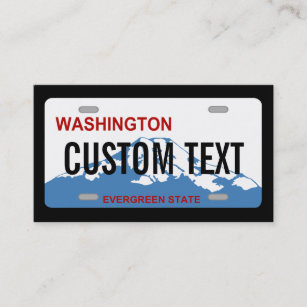 Washington custom license plate business card