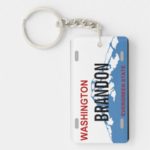 Washington custom license plate keychain