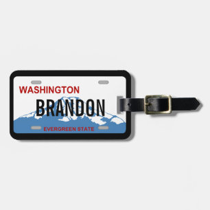 Washington custom license plate luggage tag