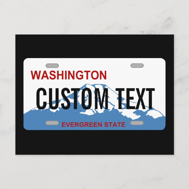 Washington custom license plate postcard (Front)