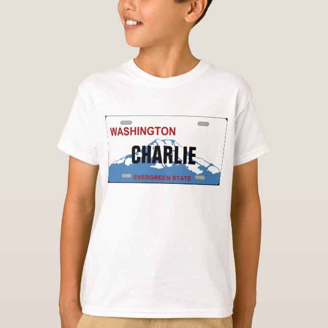Washington custom license plate Tshirt (Front)