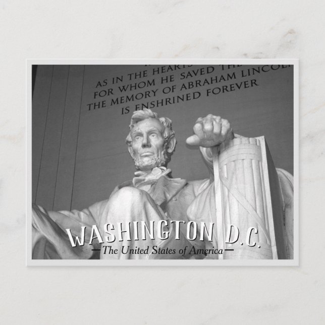 Washington, D.C. - Abraham Lincoln Statue Postcard (Front)