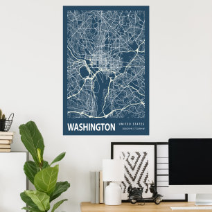 Washington D.C. Blueprint City Map Poster Vintage