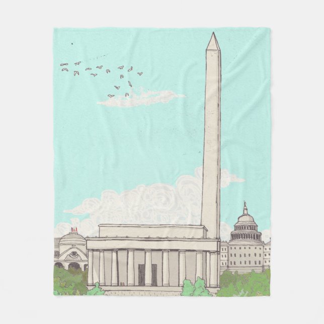 Washington D.C Capital of the USA Landmarks Fleece Blanket (Front)
