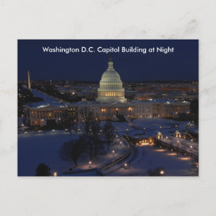 Washington D.C. Capitol Building in Winter Night Postcard