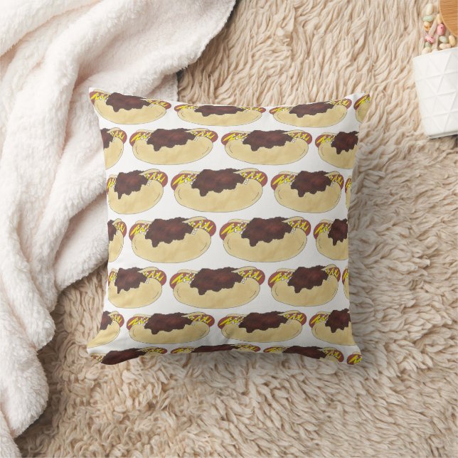 Washington D.C. Half Smoke Sausage Chilli Hot Dog Cushion (Blanket)