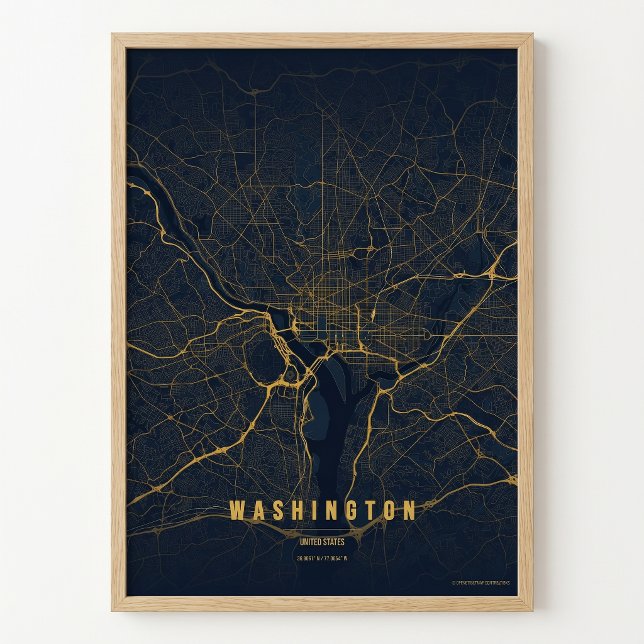 Washington D.C. Map Gold Print Poster Wallart Gift (Creator Uploaded)