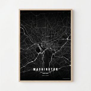 Washington D.C. Map Noir Print Poster Wallart Gift