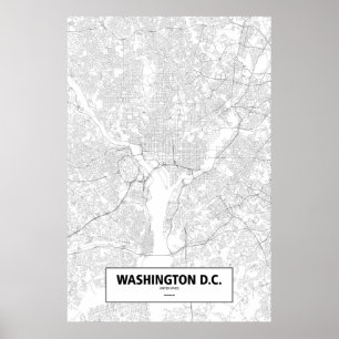 Washington D.C, United States (black on white) Poster