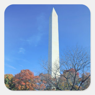 WASHINGTON, D.C. USA. Washington Monument rises Square Sticker