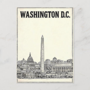 Washington D.C. Vintage Line Art Travel Postcard